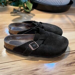 Birkenstock Boston Clog Brown Suede with Soft Footbed Women’s 38 (US 7-7.5)